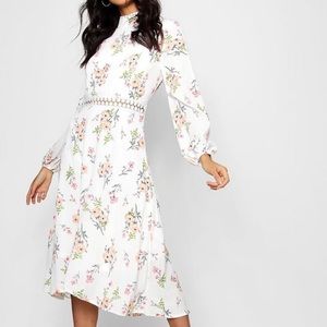 Booboo floral dress, midi- long sleeve